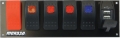 Picture of Moroso Rocker Switch Panel - Flat Surface Mount - LED w/USB - 2.488in x 7.85in -Five On/Off Switches