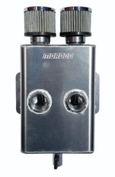 Picture of Moroso Breather Tank/Catch Can -16An Female Inlet - Forward Facing - Two Breathers - Aluminum