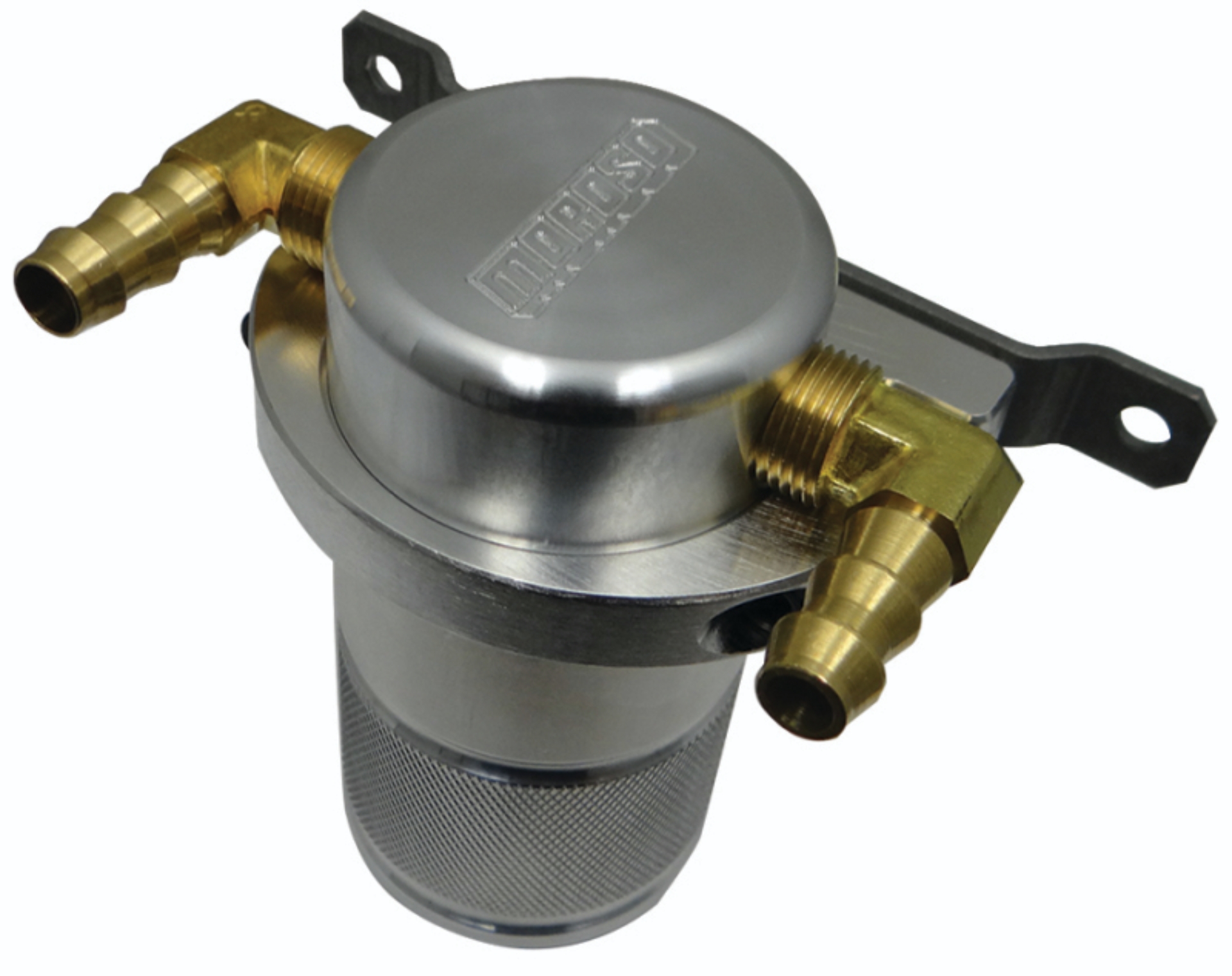 Picture of Moroso Universal Air/Oil Separator Catch Can - Small Body w/o Drain - Billet Aluminum - Raw Finish