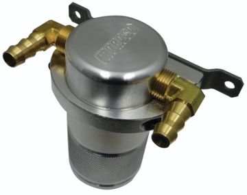 Picture of Moroso Universal Air/Oil Separator Catch Can - Small Body w/o Drain - Billet Aluminum - Raw Finish