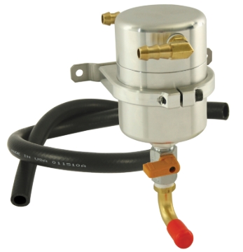 Picture of Moroso Universal Air/Oil Separator Catch Can - Large Body - 90 Degree Inlet/Outlet Fittings