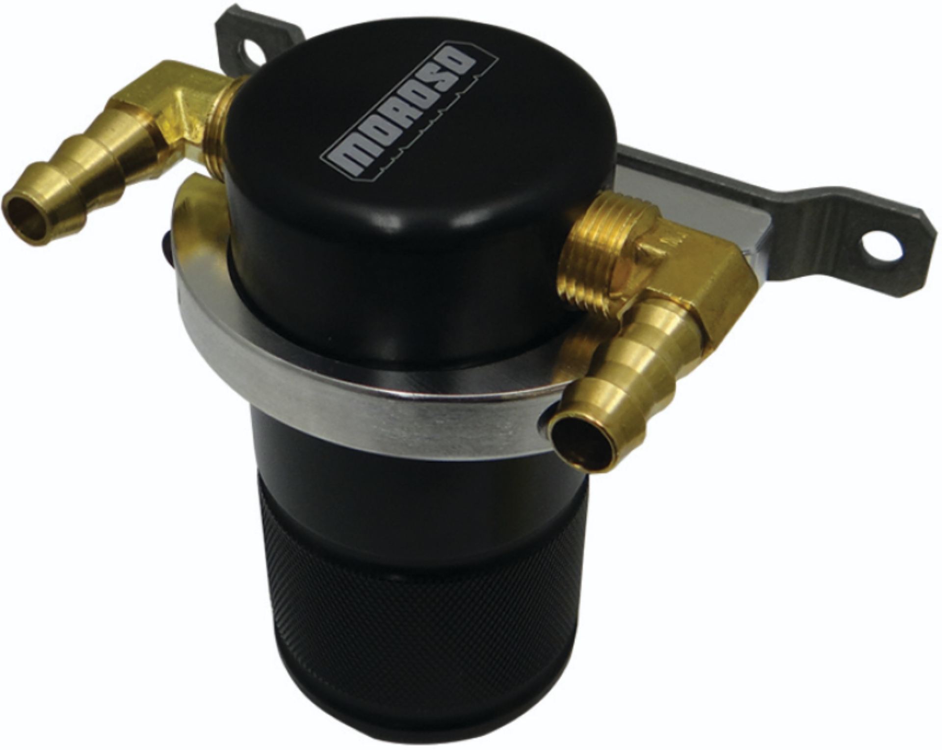 Picture of Moroso Universal Air/Oil Separator Catch Can - Small Body w/o Drain - Billet Aluminum - Black Finish