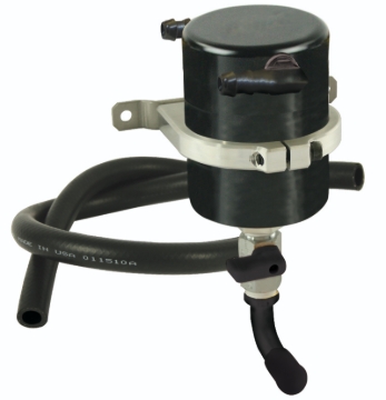 Picture of Moroso Universal Air/Oil Separator Catch Can - Large Body - Billet Aluminum - Black Anodized