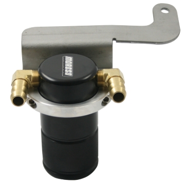 Picture of Moroso 11-14 Ford Mustang GT (w/Roush Supercharger) Air/Oil Separator Catch Can - Billet Alum -Black
