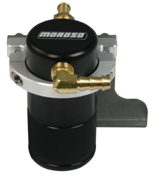 Picture of Moroso 10-15 Chevrolet Camaro SS (w/Edelbrock S.C.) Air/Oil Separator Catch Can - Billet Alum -Black