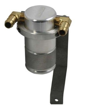 Picture of Moroso 05-10 Chrysler 5.7L (w/Stock Intake) Air/Oil Separator Catch Can - Small Body - Billet Alum
