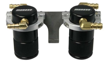Picture of Moroso 08-14 Subaru STi (w/Front Mount Intercooler) Air/Oil Separator Catch Can - Billet Alum -Black