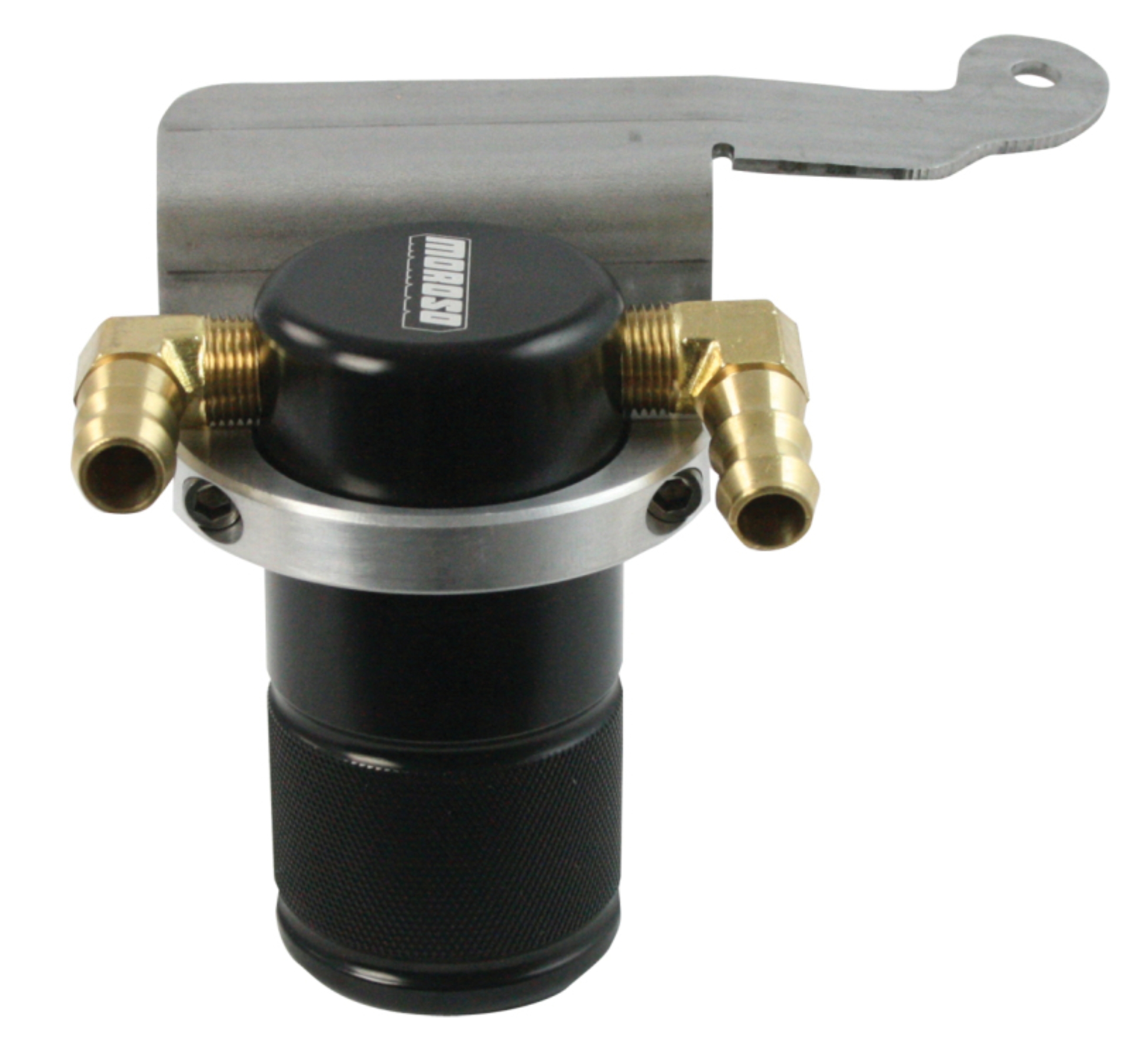 Picture of Moroso 11-14 Ford Mustang V6 Air/Oil Separator Catch Can - Small Body - Billet Aluminum - Black