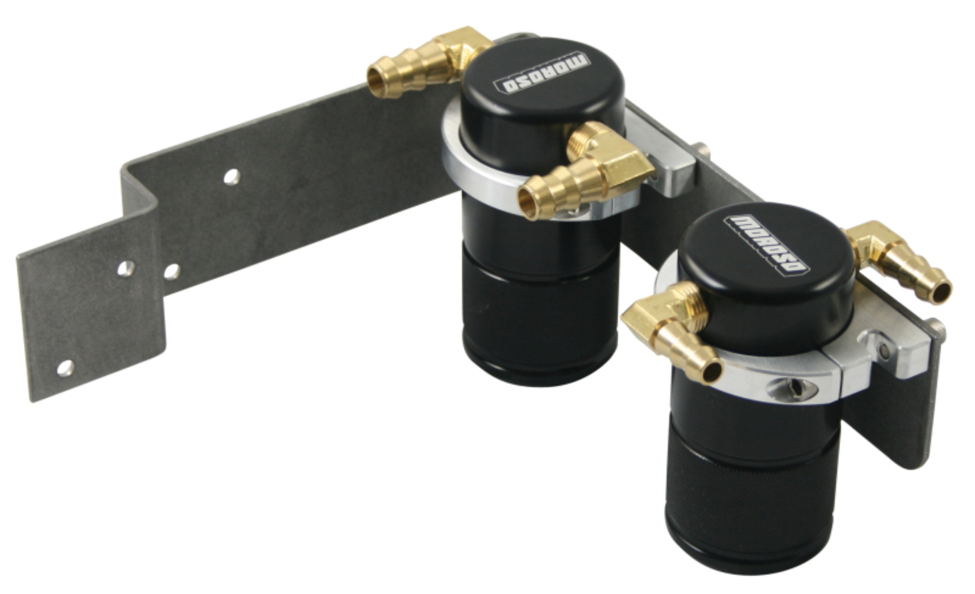 Picture of Moroso 08-14 Subaru STi (w/Top Mount Intercooler) Air/Oil Separator Catch Can - Billet Alum - Black