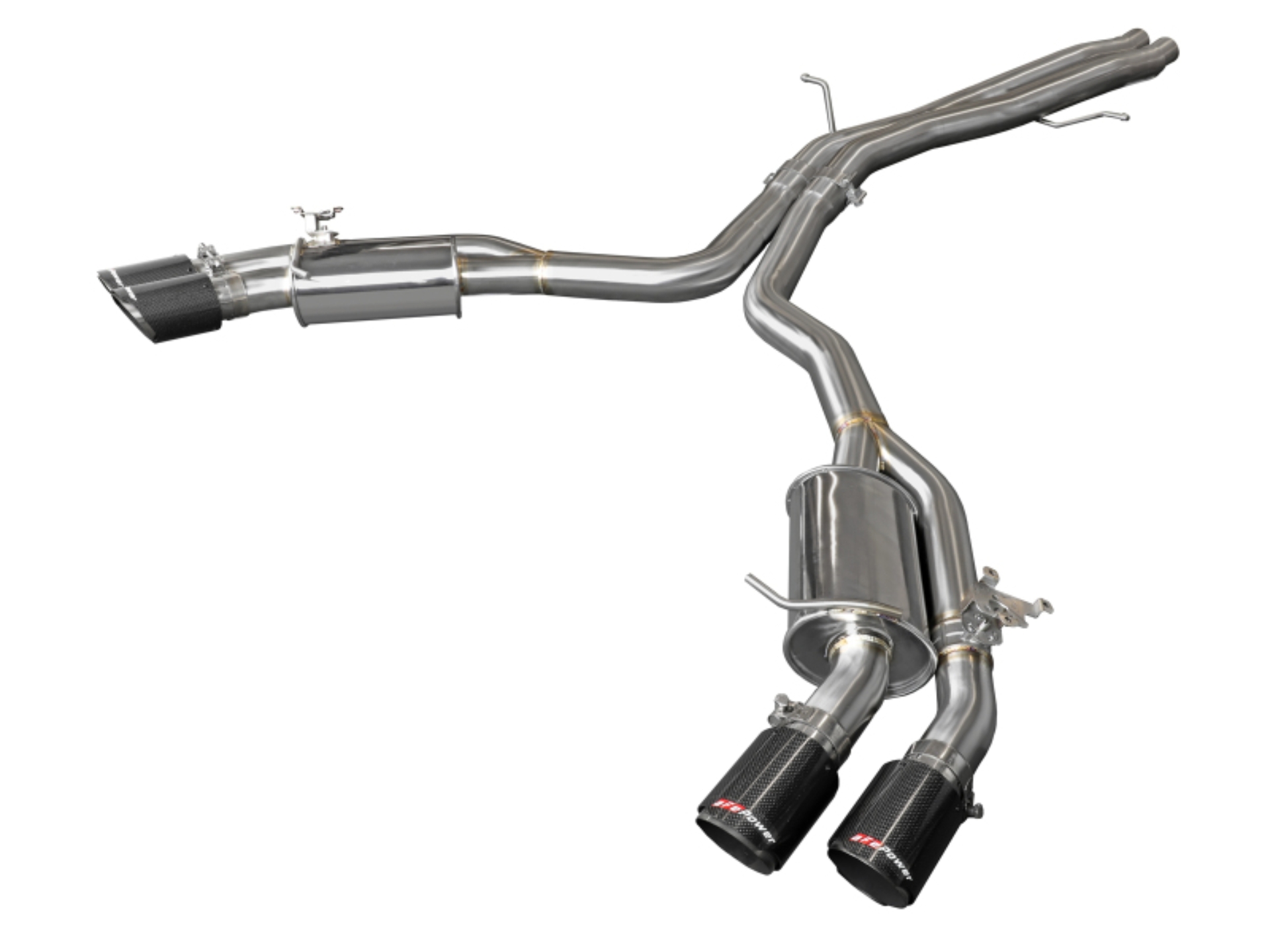 Picture of aFe 18-20 Audi RS5 Coupe MACH Force-Xp 3in to 2.5in 304 SS Axle-Back Exhaust System-Quad Carbon Tips