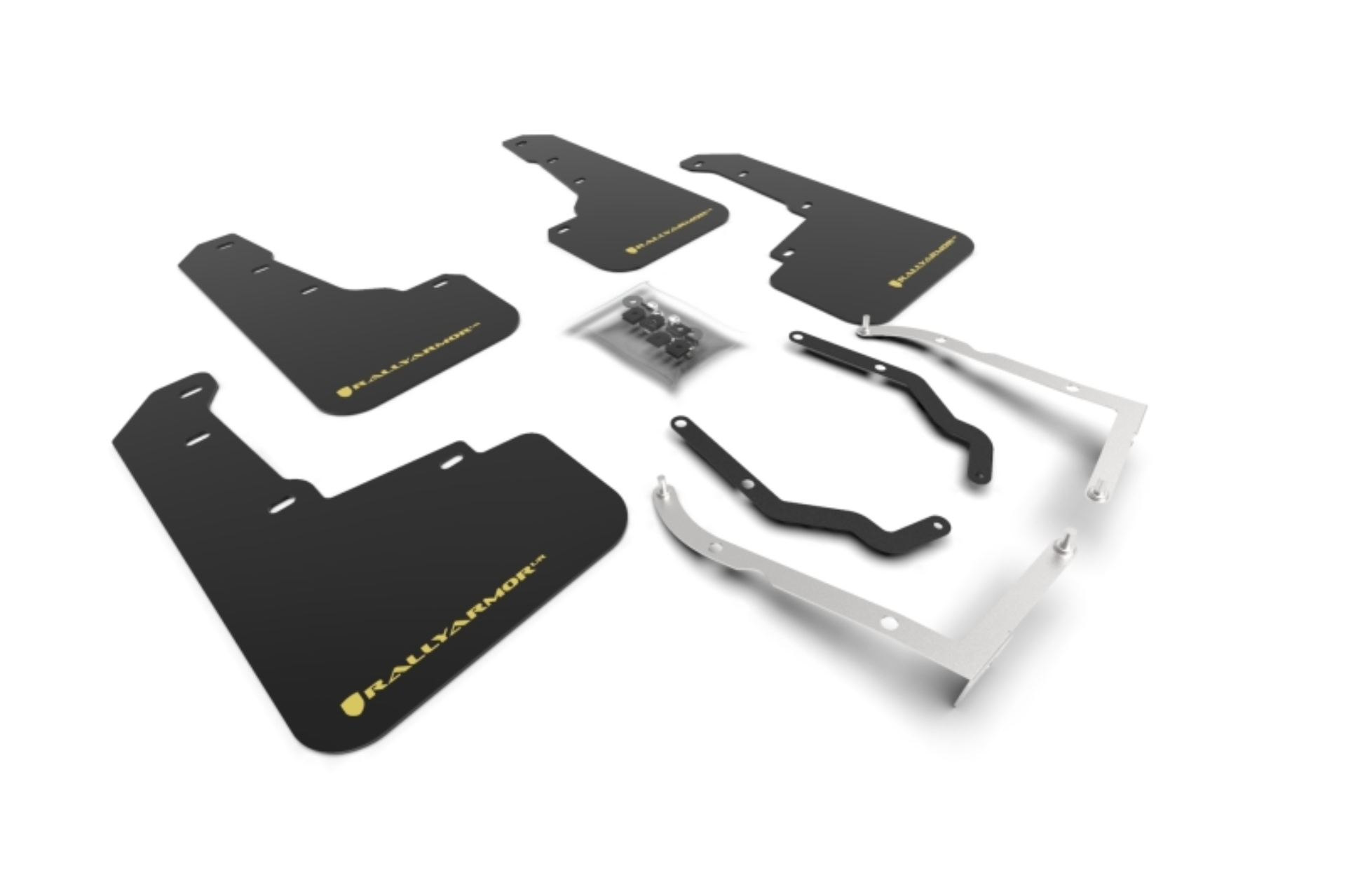 Picture of Rally Armor RAL UR Black Flap/Yellow Logo Mud Flaps - MF46-LTUR-BLK/PYP