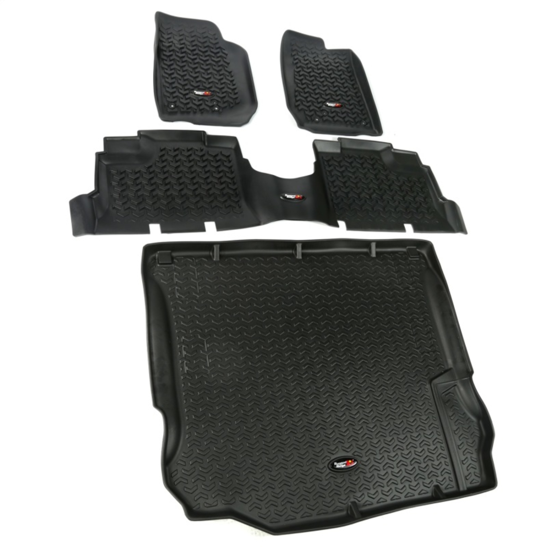 Picture of Rugged Ridge Floor Liner Front/Rear/Cargo Black 2011-2018 Jeep Wrangler Unlimited JK 4 Dr