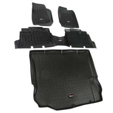 Picture of Rugged Ridge Floor Liner Front/Rear/Cargo Black 2011-2018 Jeep Wrangler Unlimited JK 4 Dr