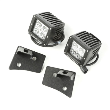 Picture of Rugged Ridge 07-18 Jeep Wrangler JK Textured Black Square Windshield LED Kit w/ Brackets