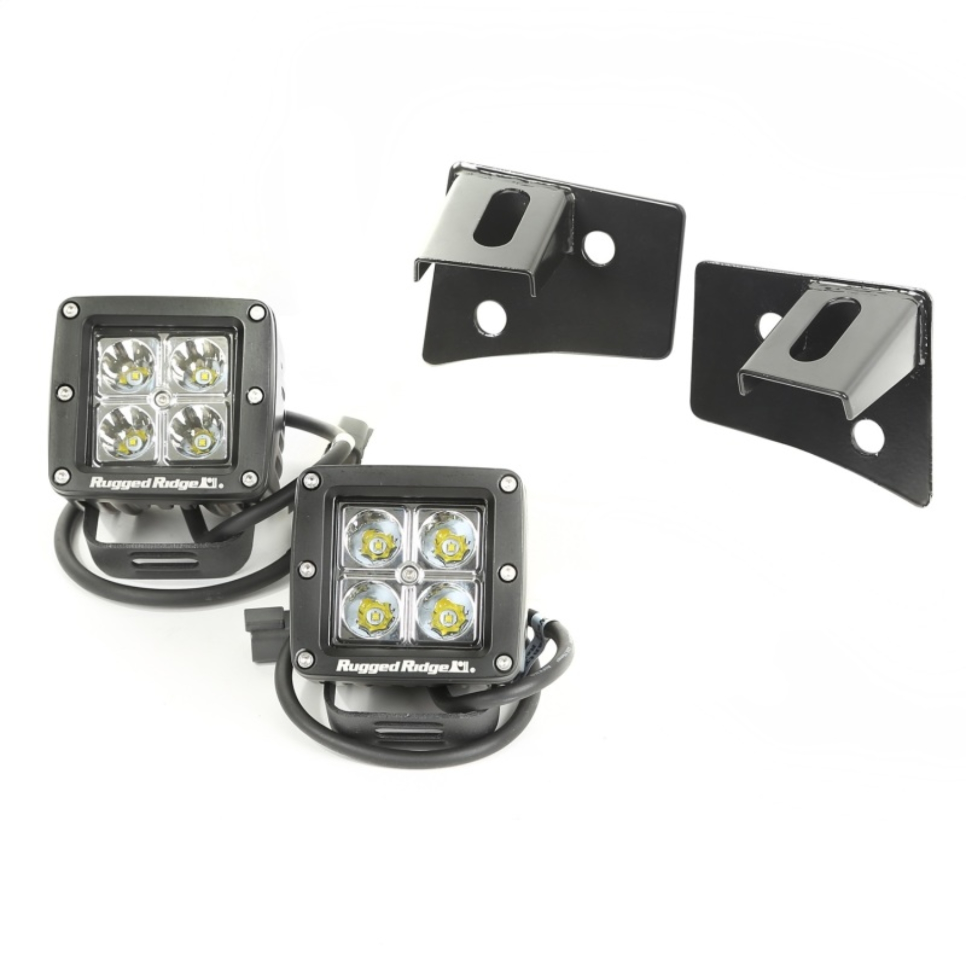 Picture of Rugged Ridge 07-18 Jeep Wrangler JK Square Windshield LED Light Kit w/ Brackets