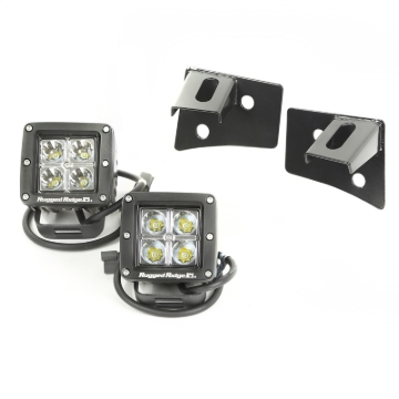 Picture of Rugged Ridge 07-18 Jeep Wrangler JK Square Windshield LED Light Kit w/ Brackets