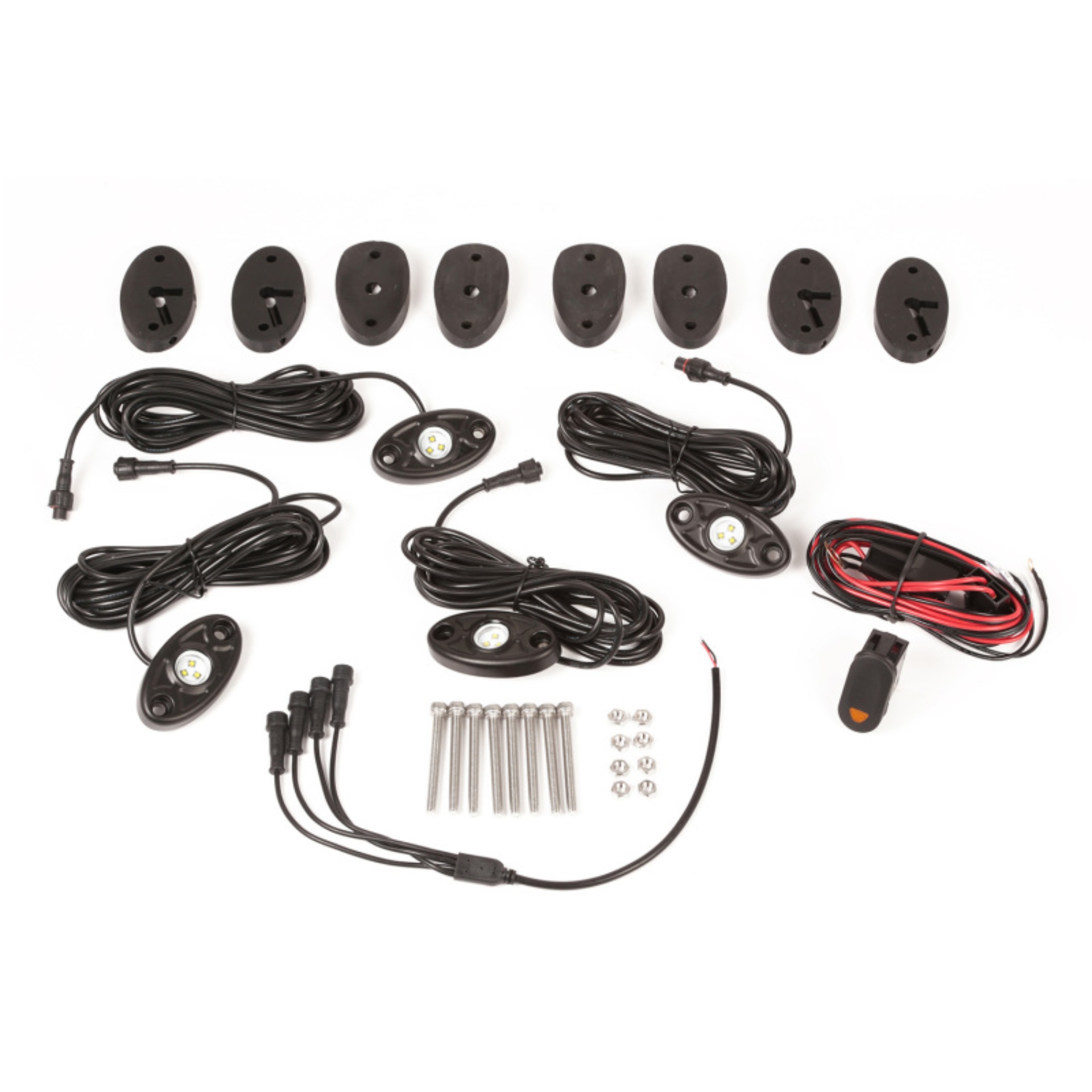 Picture of Rugged Ridge 07-18 Jeep Wrangler JK White 4-Piece LED Rock Light Kit w/ Harness