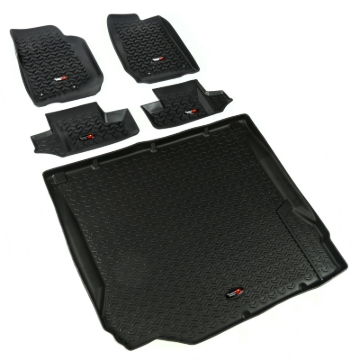 Picture of Rugged Ridge Floor Liner Front/Rear/Cargo Black 2007-2010 Jeep Wrangler JK 2 Dr