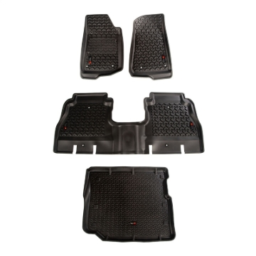 Picture of Rugged Ridge Floor Liner Front/Rear/Cargo Black 18-21 Jeep Wrangler JL 4 Dr (Excl. 4XE Models)