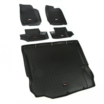 Picture of Rugged Ridge Floor Liner Front/Rear/Cargo Black 2011-2018 Jeep Wrangler JK 2 Dr