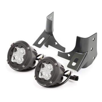 Picture of Rugged Ridge 97-06 Jeep Wrangler TJ Round Cube Windshield LED Kit w/ Brackets