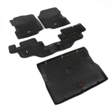 Picture of Rugged Ridge Floor Liner Front/Rear/Cargo Black 1976-1995 Jeep Wrangler / CJ