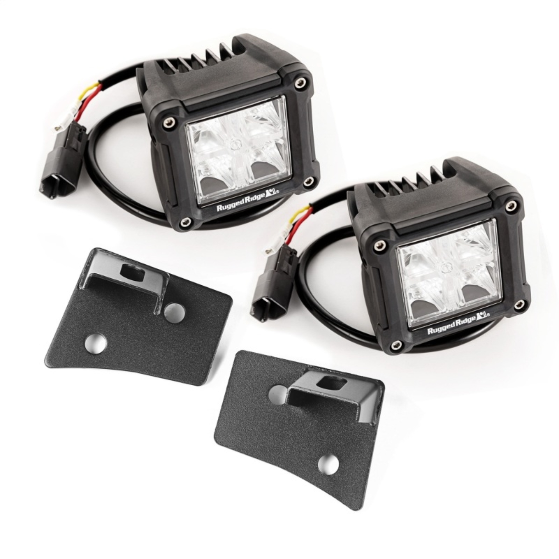 Picture of Rugged Ridge 07-18 Jeep Wrangler JK Dual Cube Windshield LED Kit w/ Brackets