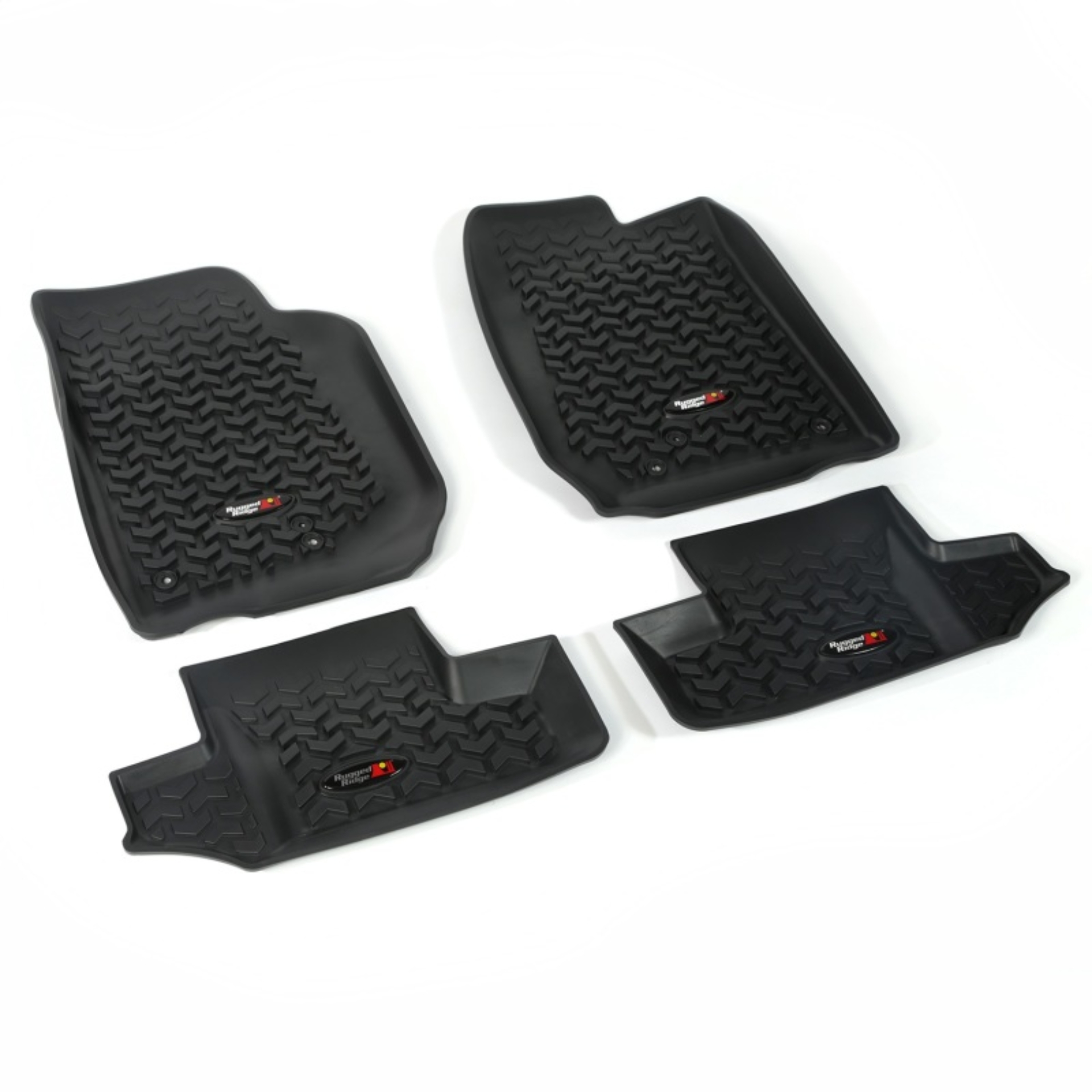 Picture of Rugged Ridge Floor Liner Front/Rear Black 2007-2018 Jeep Wrangler JK 2 Dr