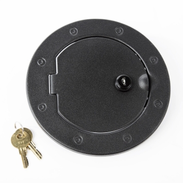 Picture of Rugged Ridge 07-18 Jeep Wrangler JK Textured Black Locking Gas Cap Door