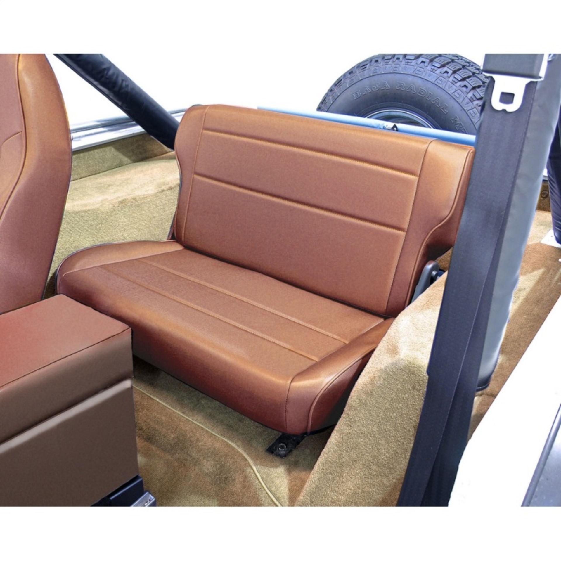 Picture of Rugged Ridge Fold & Tumble Rear Seat Tan 76-95 Jeep CJ / Jeep Wrangler