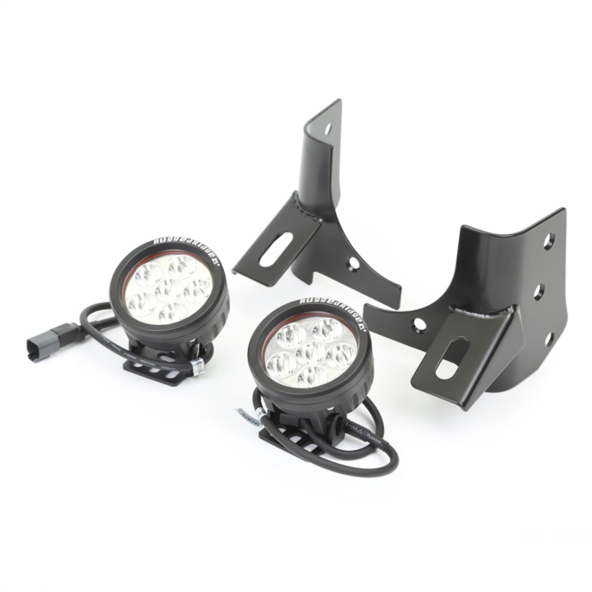 Picture of Rugged Ridge 97-06 Jeep Wrangler Round Windshield LED Kit w/ Brackets
