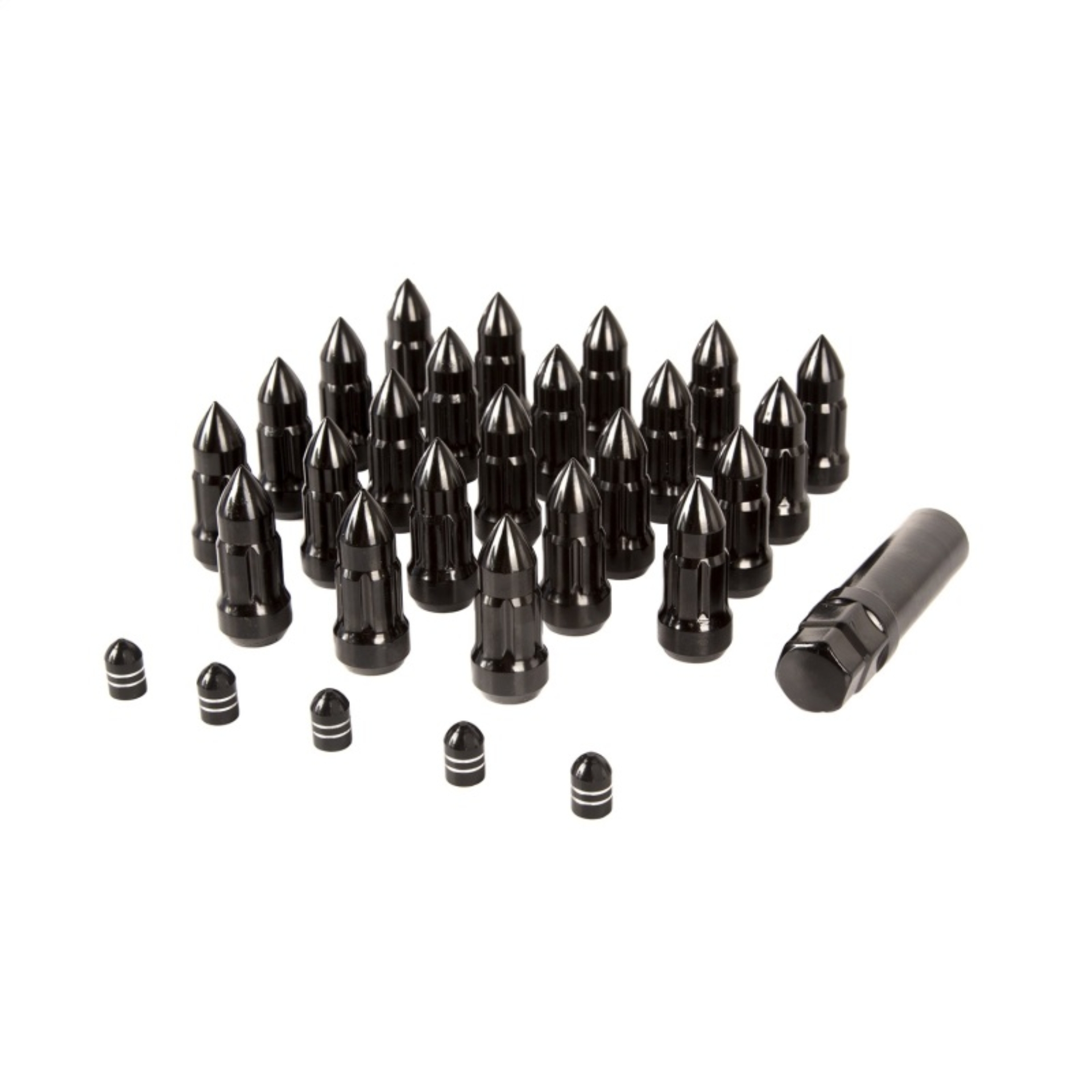 Picture of Rugged Ridge Bullet Lug Nut and Valve Stem Cap Kit Black 1/2-20