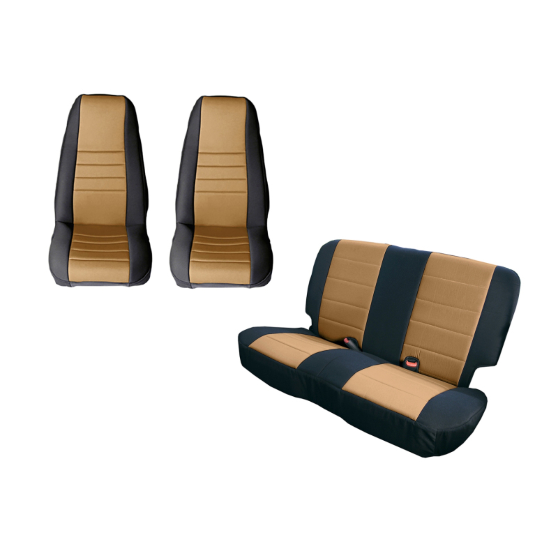 Picture of Rugged Ridge Seat Cover Kit Black/Tan 80-90 Jeep CJ/YJ