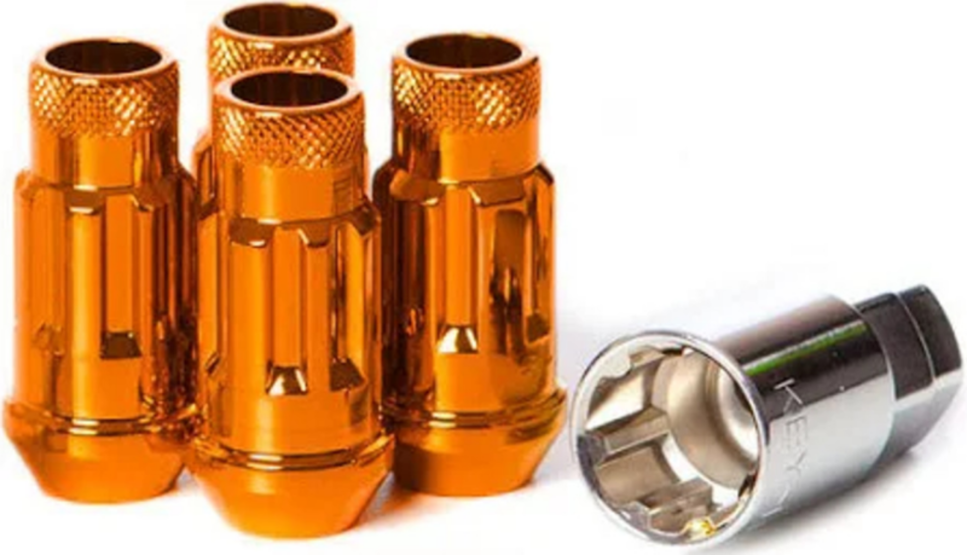 Picture of Wheel Mate Muteki SR48 Open End Locking Lug Nut Set of 4 - Orange 12x1.50 48mm