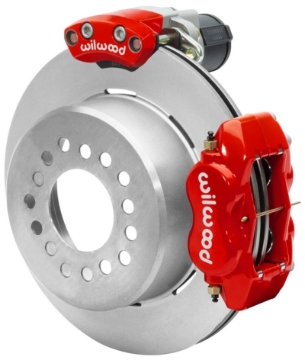 Picture of Wilwood Forged Dynalite Rear Electronic Parking Brake Kit - Red Powder Coat Caliper - Plain Rotor