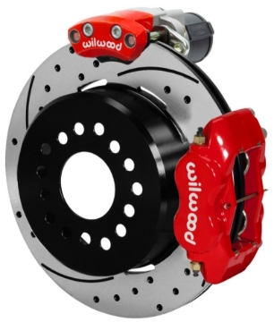Picture of Wilwood Forged Dynalite Rear Electronic Parking Brake Kit - Red Powder Coat Caliper - D/S Rotor