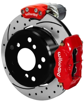 Picture of Wilwood Forged Dynalite Rear Electronic Parking Brake Kit - Red Powder Coat Caliper - D/S Rotor