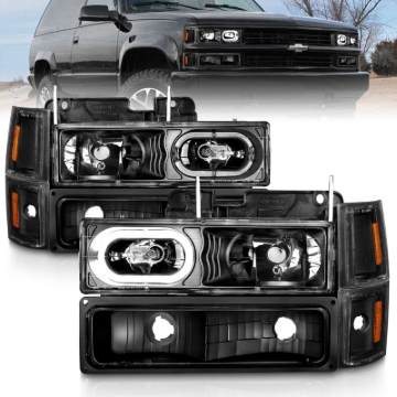Picture of ANZO 88-98 Chevrolet C1500 Crystal Headlights Black Housing w/ Signal and Side Marker Lights