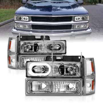 Picture of ANZO 88-98 Chevrolet C1500 Crystal Headlights Chrome Housing w/ Signal and Side Marker Lights