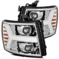 Picture of AlphaRex 07-13 Chevy 1500 LUXX LED Proj Headlights Plank Design Chrome w/ Activ Light/Seq Signal/DRL
