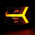 Picture of AlphaRex 07-13 Chevy 1500 LUXX LED Proj Headlights Plank Design Chrome w/ Activ Light/Seq Signal/DRL