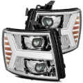 Picture of AlphaRex 07-13 Chevy 1500 LUXX LED Proj Headlights Plank Design Chrome w/ Activ Light/Seq Signal/DRL