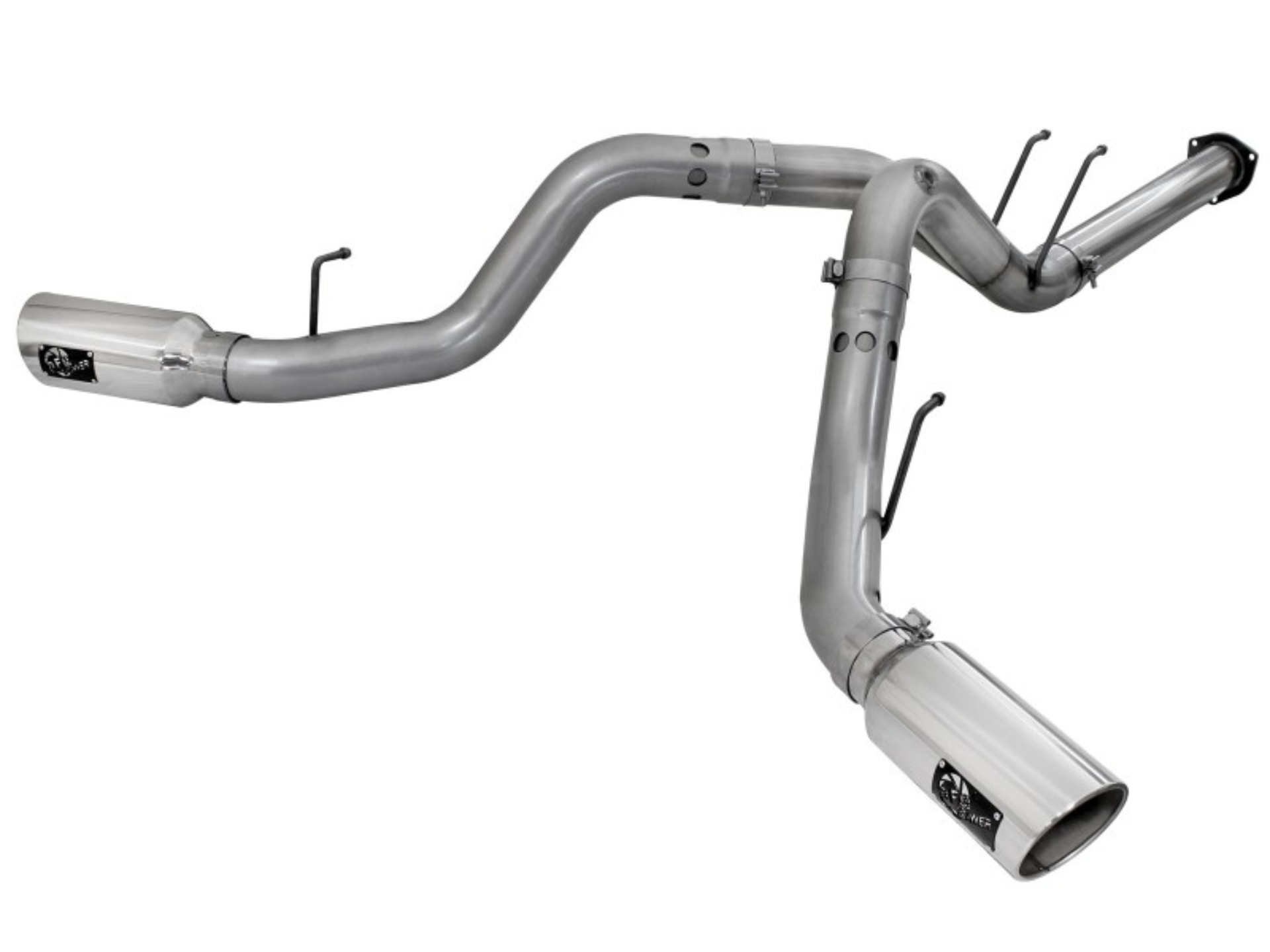 Picture of aFe Large Bore-HD 4in 409 Stainless Steel DPF-Back Exhaust w/Polished Tips 15-16 Ford Diesel Truck
