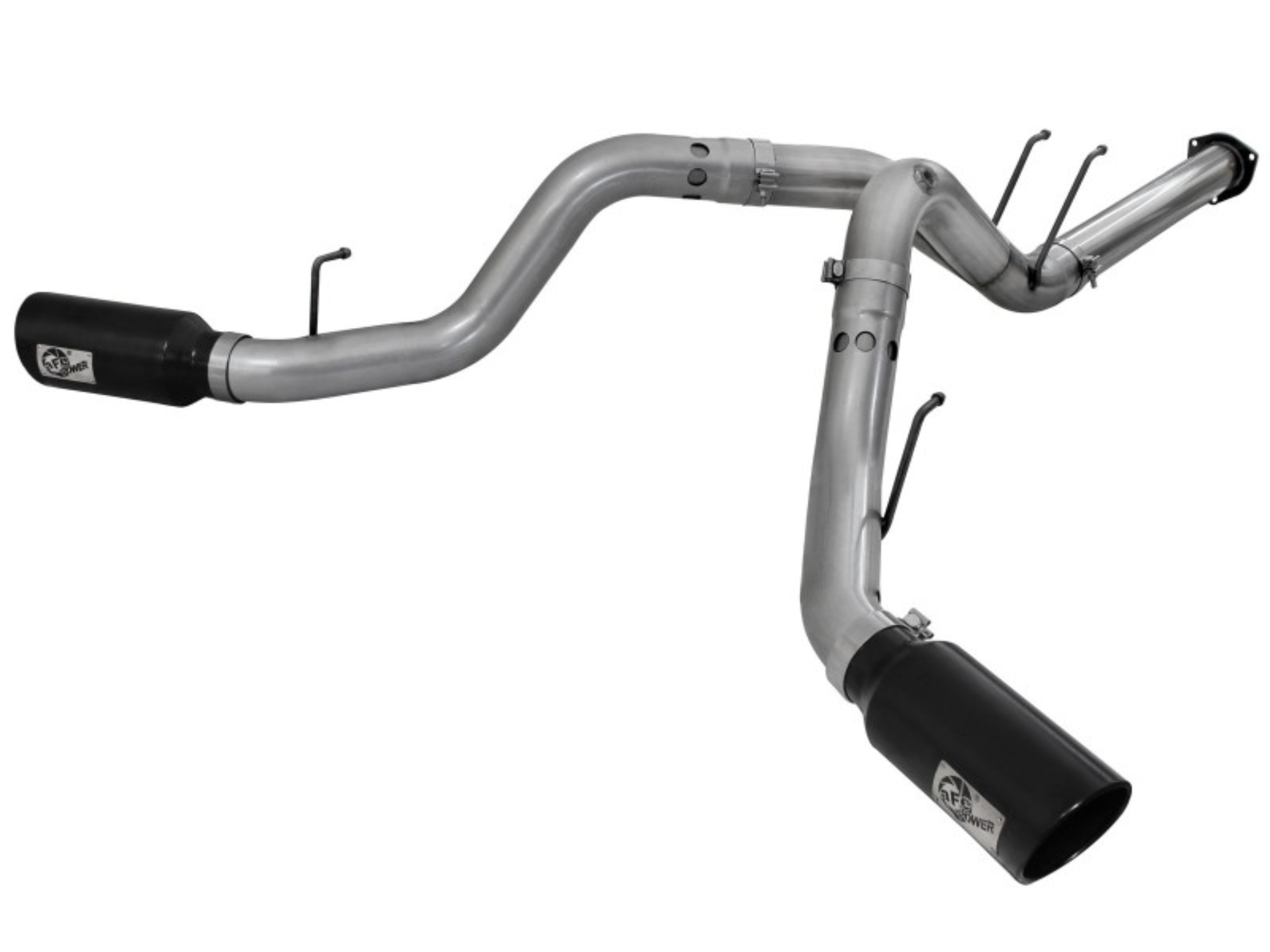 Picture of aFe Large Bore-HD 4in 409 Stainless Steel DPF-Back Exhaust w/Black Tip 15-16 Ford Diesel V8 Trucks