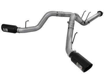 Picture of aFe Large Bore-HD 4in 409 Stainless Steel DPF-Back Exhaust w/Black Tip 15-16 Ford Diesel V8 Trucks