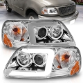 Picture of ANZO 1997-2003 Ford F-150 Projector Headlights w/ Light Bar Chrome Housing