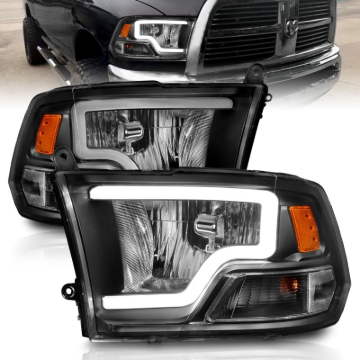 Picture of ANZO 2009-2018 Dodge Ram 1500 Crystal Headlights w/ Light Bar Black Housing