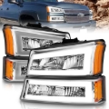 Picture of ANZO 2003-2006 Chevrolet Silverado 1500 Crystal Headlights w/ Light Bar Chrome Housing