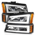 Picture of ANZO 2003-2006 Chevrolet Silverado 1500 Crystal Headlights w/ Light Bar Black Housing