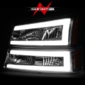 Picture of ANZO 2003-2006 Chevrolet Silverado 1500 Crystal Headlights w/ Light Bar Chrome Housing